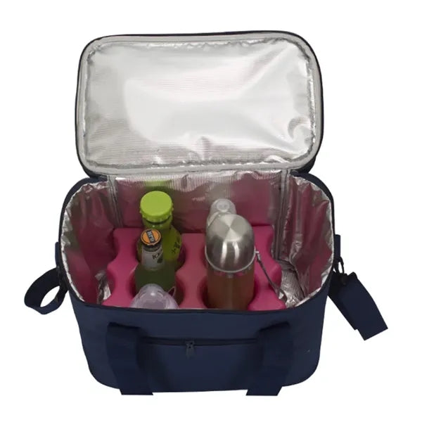17L Oxford Double Layer Insulated Lunch Cooler Bag W/Strap