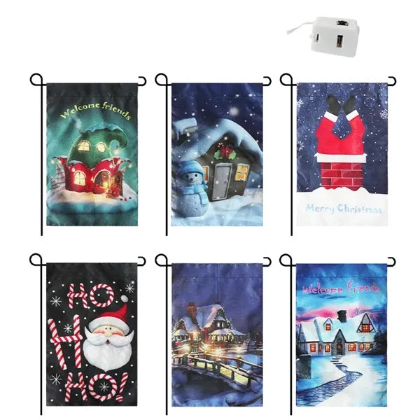 Lighted Christmas Double Sided Led Garden Flag for Outside