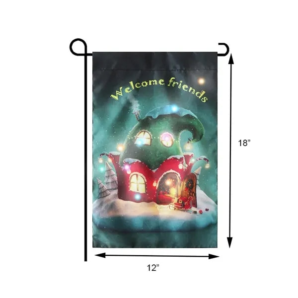 Lighted Christmas Double Sided Led Garden Flag for Outside