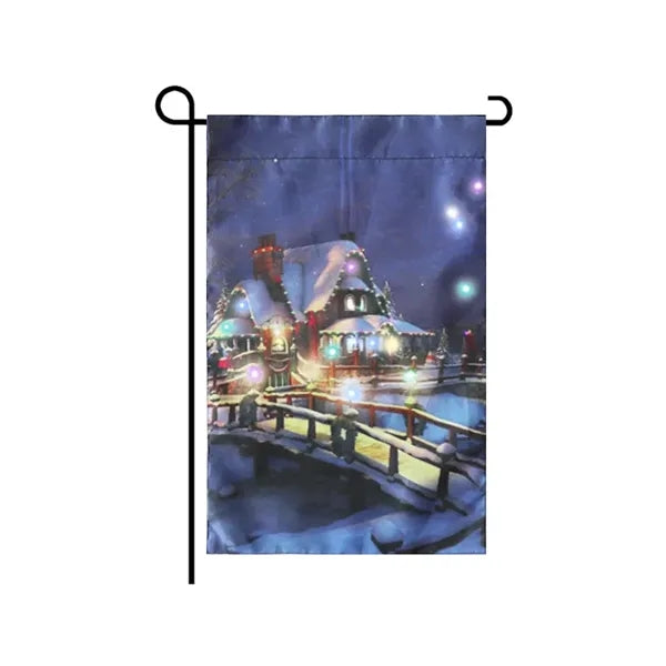 Lighted Christmas Double Sided Led Garden Flag for Outside