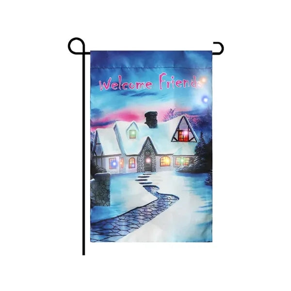 Lighted Christmas Double Sided Led Garden Flag for Outside