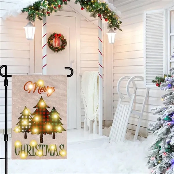 Lighted Christmas Double Sided Led Garden Flag for Outside