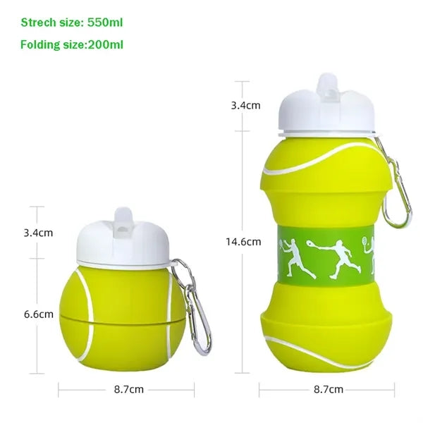 Silicone Collapsible Tennis Ball Water Bottle 18Oz