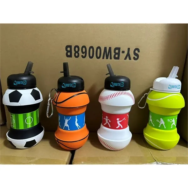 Silicone Collapsible Tennis Ball Water Bottle 18Oz