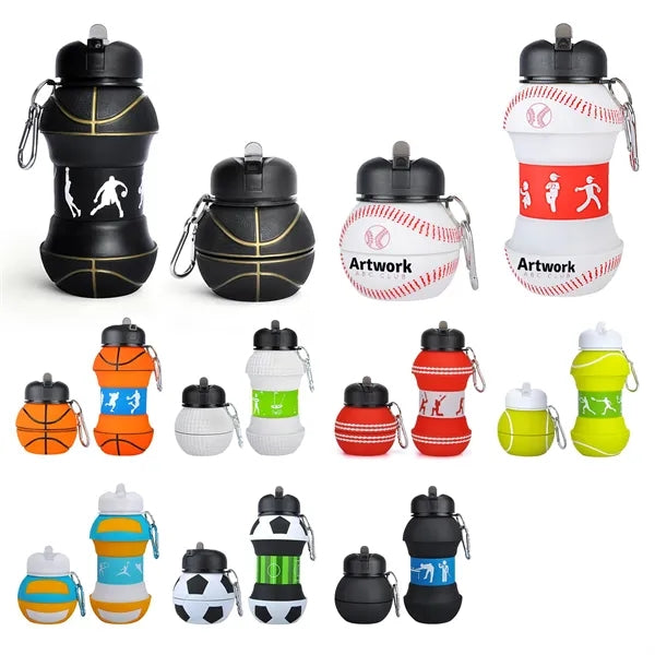 18oz Sports Ball Shape Telescopic Silicone Water Bottle