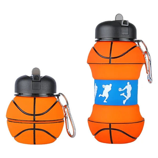 18oz Sports Ball Shape Telescopic Silicone Water Bottle