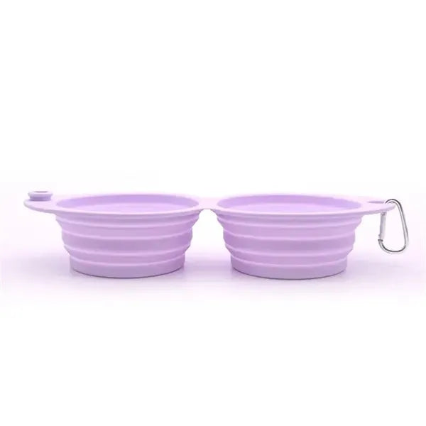 2 in 1 Foldable Pet Food Water Bowl Cat Feeder Dish Camping