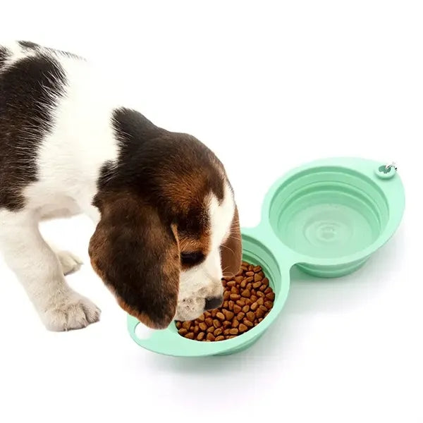 2 in 1 Foldable Pet Food Water Bowl Cat Feeder Dish Camping
