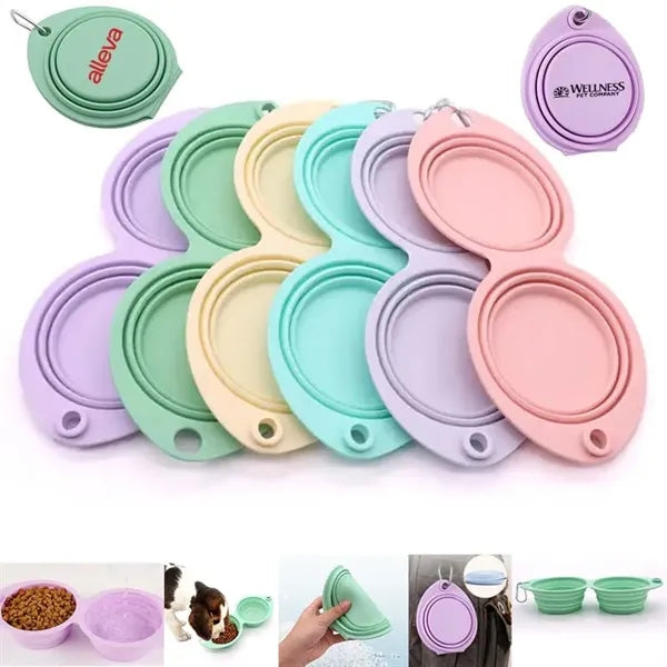 2 in 1 Foldable Pet Food Water Bowl Cat Feeder Dish Camping