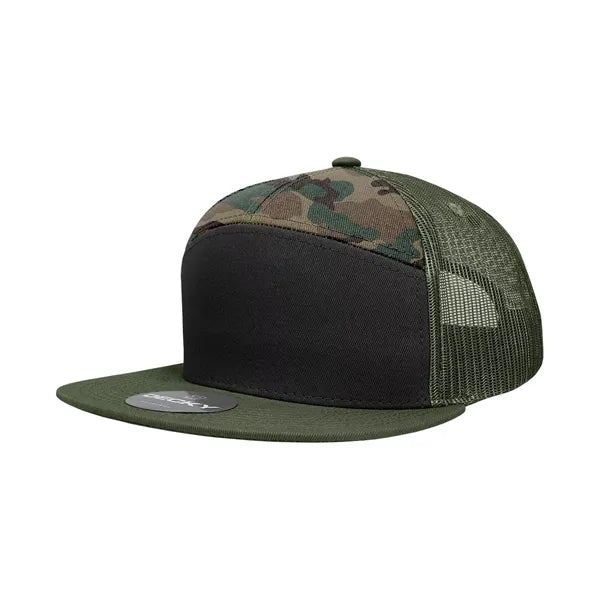 Decky 7 Panel High Profile Structured Cotton Blend Trucker