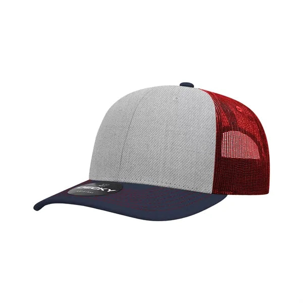 Decky 6 Panel Mid Profile Structured Contra-Stitch Trucker