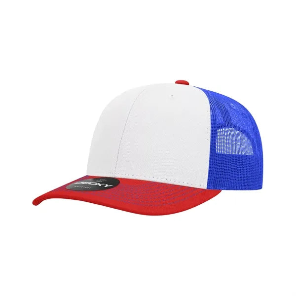 Decky 6 Panel Mid Profile Structured Contra-Stitch Trucker