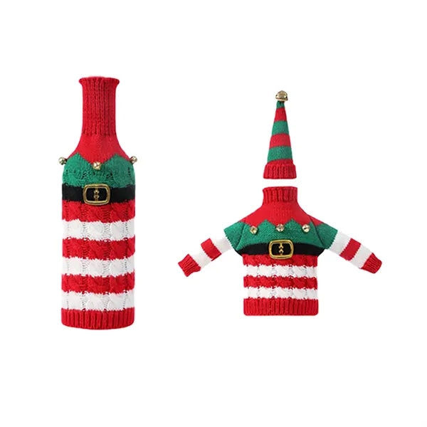 Festive Knitted Sweater Covers for Wine Bottles