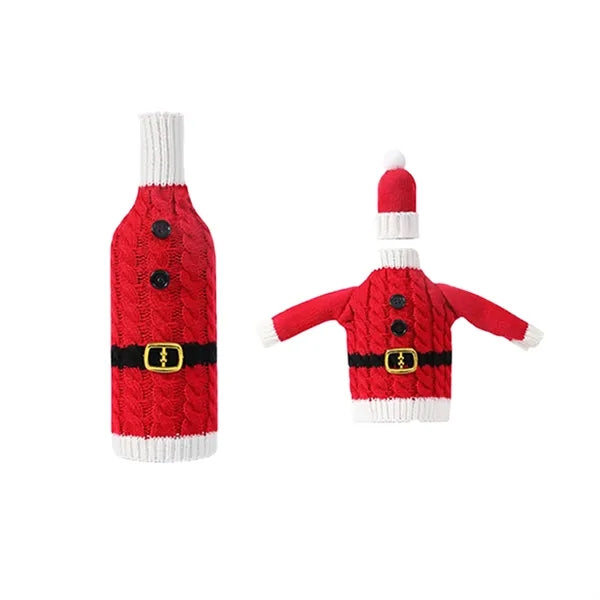 Festive Knitted Sweater Covers for Wine Bottles