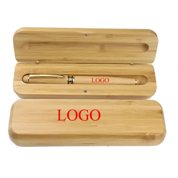 Natural Bamboo Ballpoint Pen with Gift Case for Signature