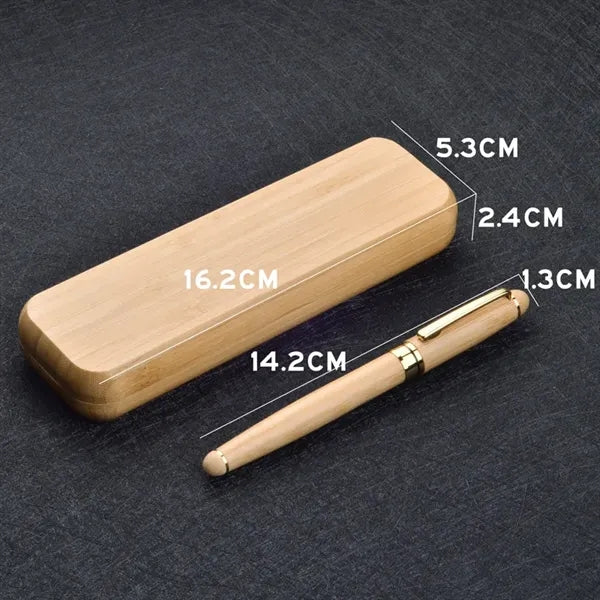 Natural Bamboo Ballpoint Pen with Gift Case for Signature
