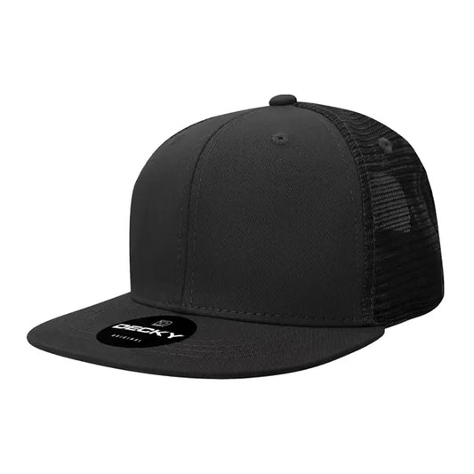 Decky 6 Panel High Profile Structured Cotton Blend Trucker