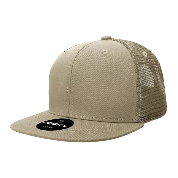 Decky 6 Panel High Profile Structured Cotton Blend Trucker