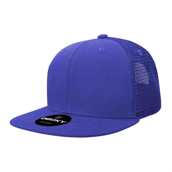 Decky 6 Panel High Profile Structured Cotton Blend Trucker