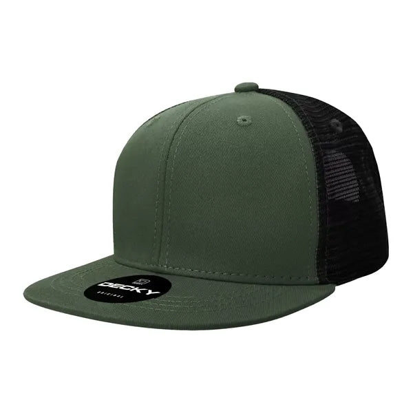 Decky 6 Panel High Profile Structured Cotton Blend Trucker