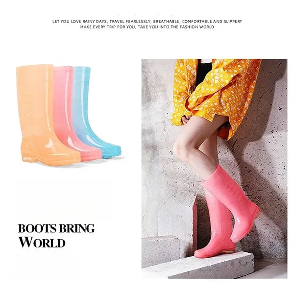 High-Top PVC Rain Boots for Women