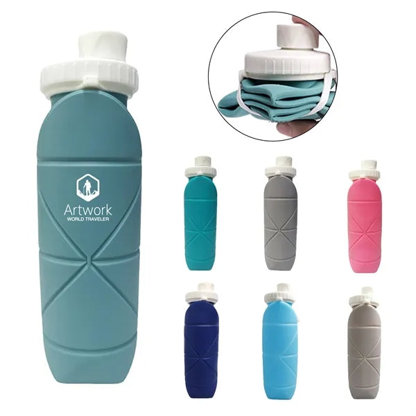 20oz Silicone Foldable Sports Water Bottle