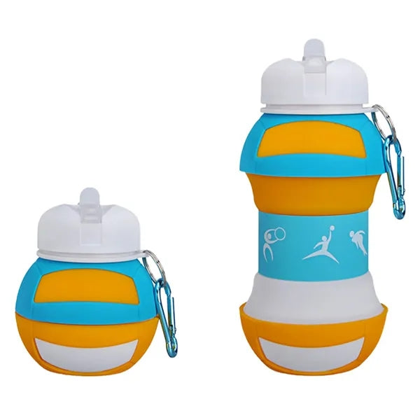18oz Sports Ball Shape Telescopic Silicone Water Bottle