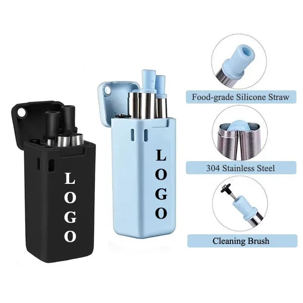 Collapsible Stainless Steel Straw Set with Brush and Case