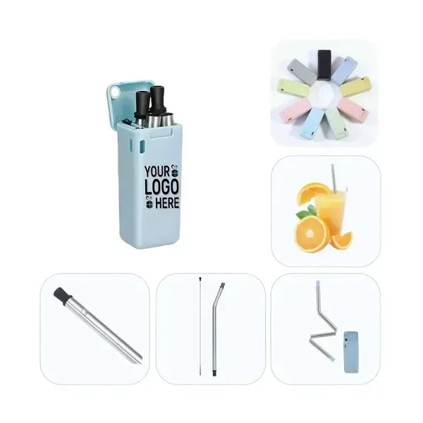 Collapsible Stainless Steel Straw Set with Brush and Case