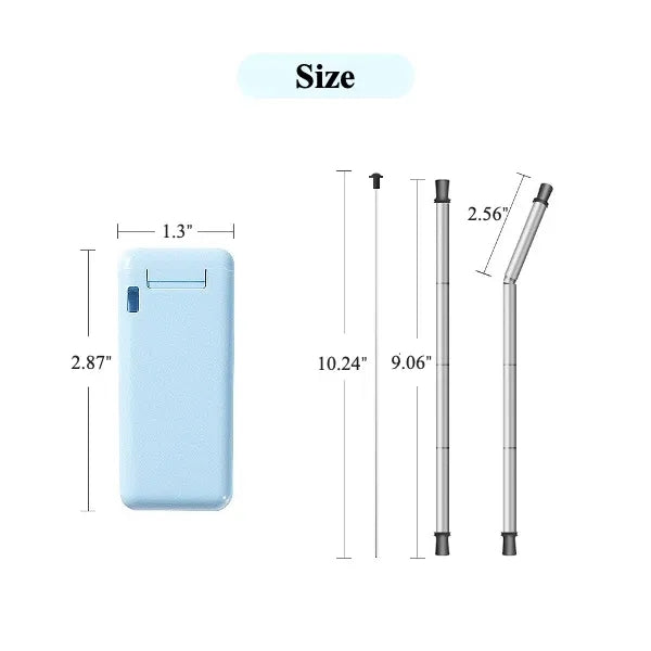 Collapsible Stainless Steel Straw Set with Brush and Case
