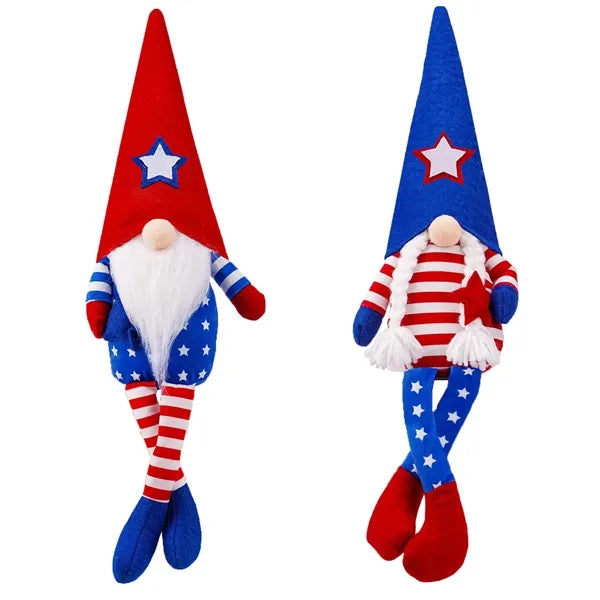 4th of July Patriotic Gnomes Long Leg Doll Plush Decoration