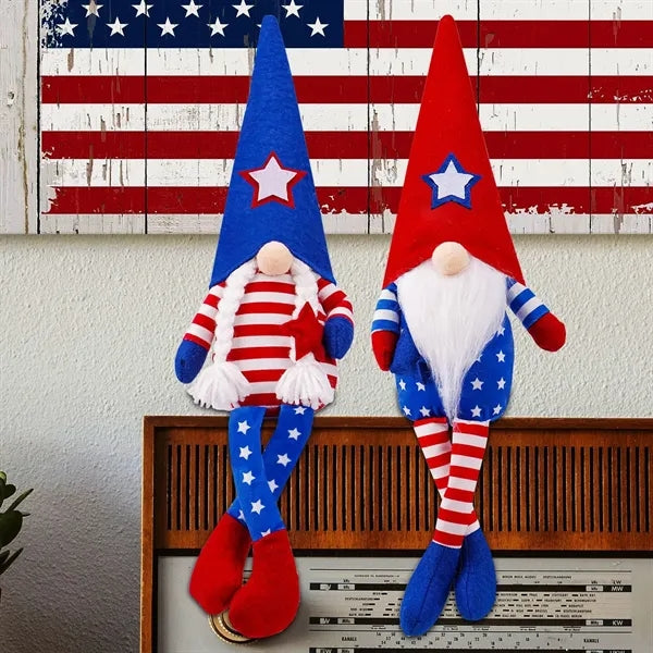 4th of July Patriotic Gnomes Long Leg Doll Plush Decoration