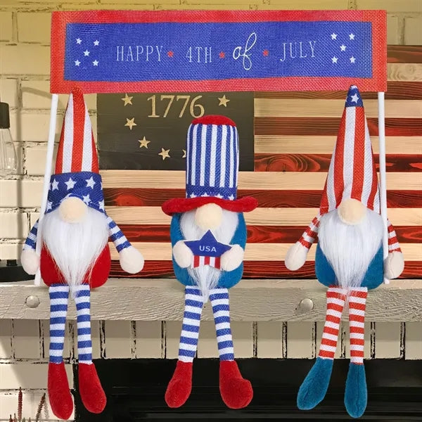 4th of July Patriotic Gnomes Long Leg Doll Plush Decoration