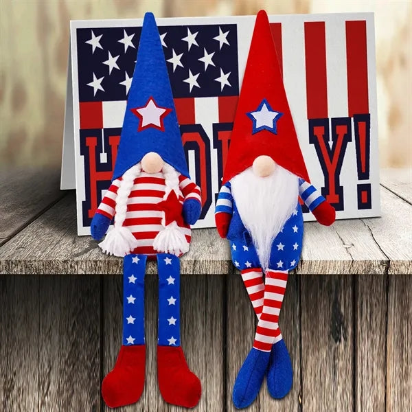4th of July Patriotic Gnomes Long Leg Doll Plush Decoration