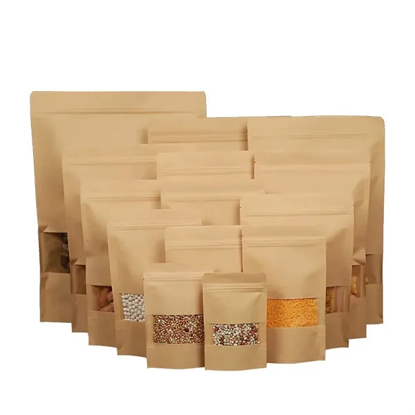 4 x 5 7/8 inch Kraft Paper Resealable Food Storage Bags