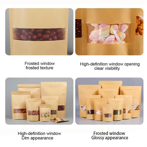 4 x 5 7/8 inch Kraft Paper Resealable Food Storage Bags