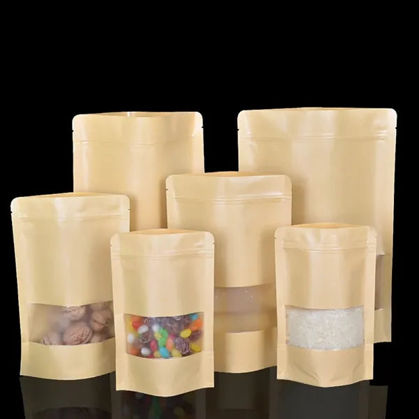 4 x 5 7/8 inch Kraft Paper Resealable Food Storage Bags