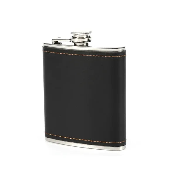6oz Leather Hip Flask for Whiskey Vodka, Camping, Picnic
