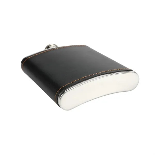 6oz Leather Hip Flask for Whiskey Vodka, Camping, Picnic