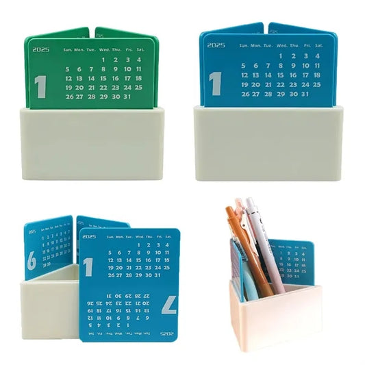 ABS Desktop Calendar Pen Holder For 2025