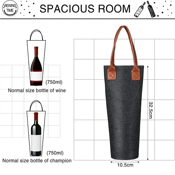 Single Felt Bottle Wine Tote Bag