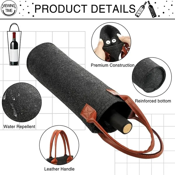 Single Felt Bottle Wine Tote Bag