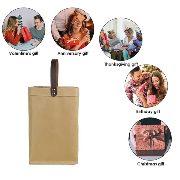 Portable Kraft Paper Wine Tote Bag
