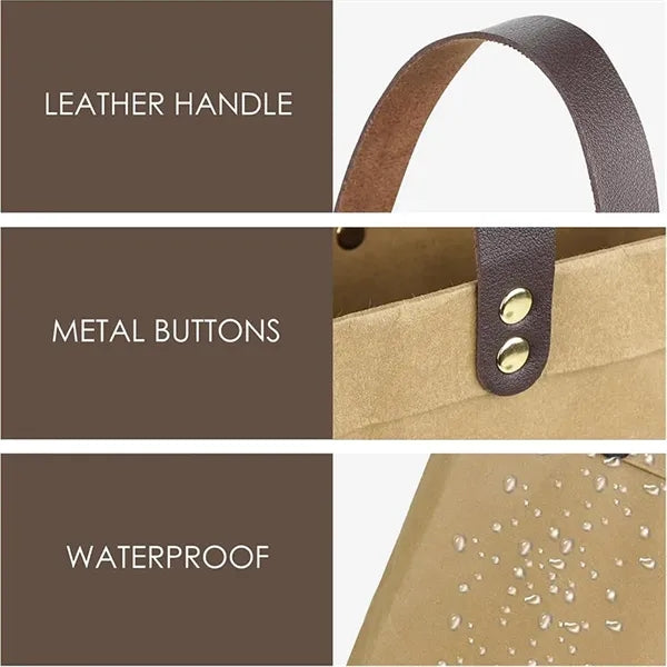 Portable Kraft Paper Wine Tote Bag