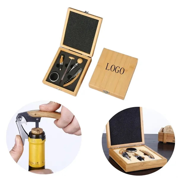 Bamboo Box Wine Bottle Opener Set