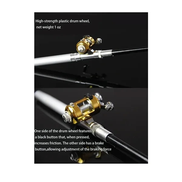 8" x 0.6" Length Mini Pen Style Portable Fishing Rods