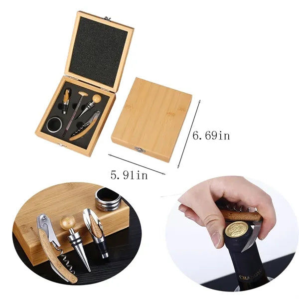 Bamboo Box Wine Bottle Opener Set