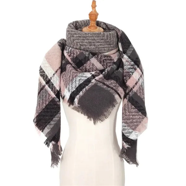 Classic tassel tartan plaid warm thick shawl scarf