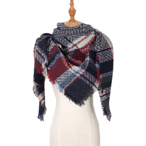 Classic tassel tartan plaid warm thick shawl scarf