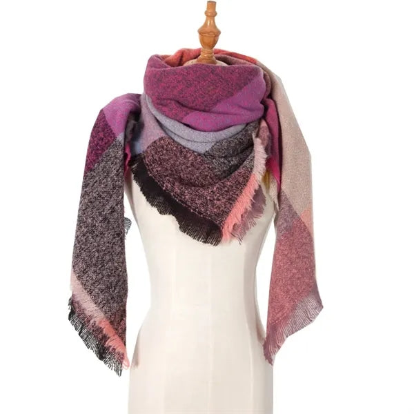 Classic tassel tartan plaid warm thick shawl scarf